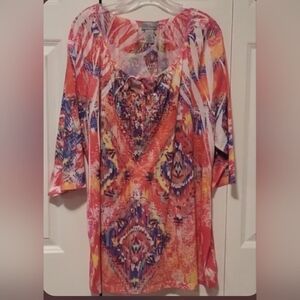 Liz & Me for Catherines Multicolor Abstract Blouse 3X
